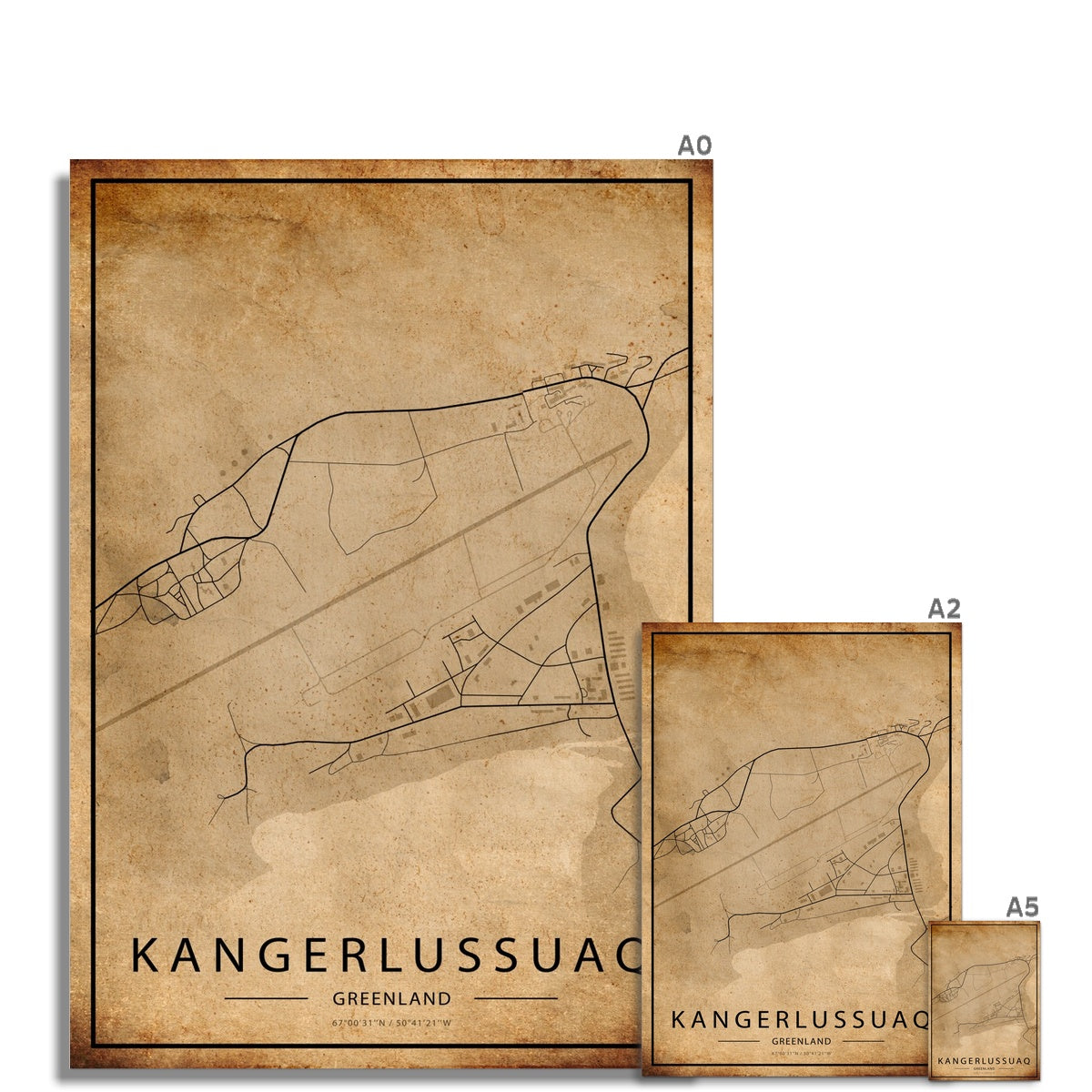 Kangerlussuaq Map Poster - Inu-Art