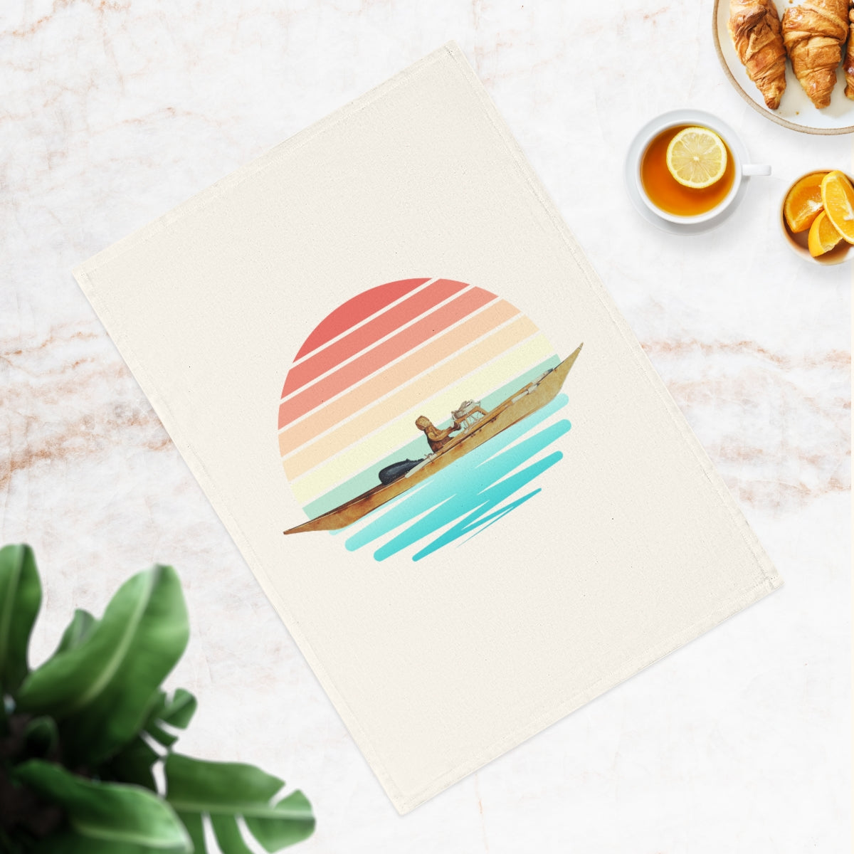 Qajaq Sunset Cotton Tea Towel