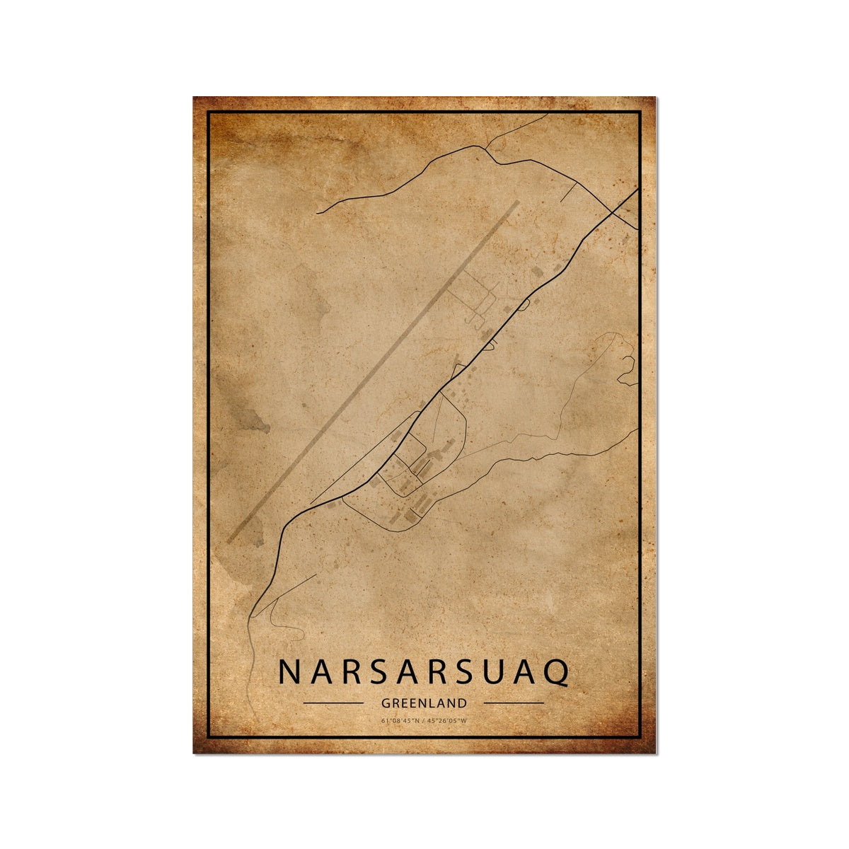Narsarsuaq Map Fine Art Print - Inu-Art