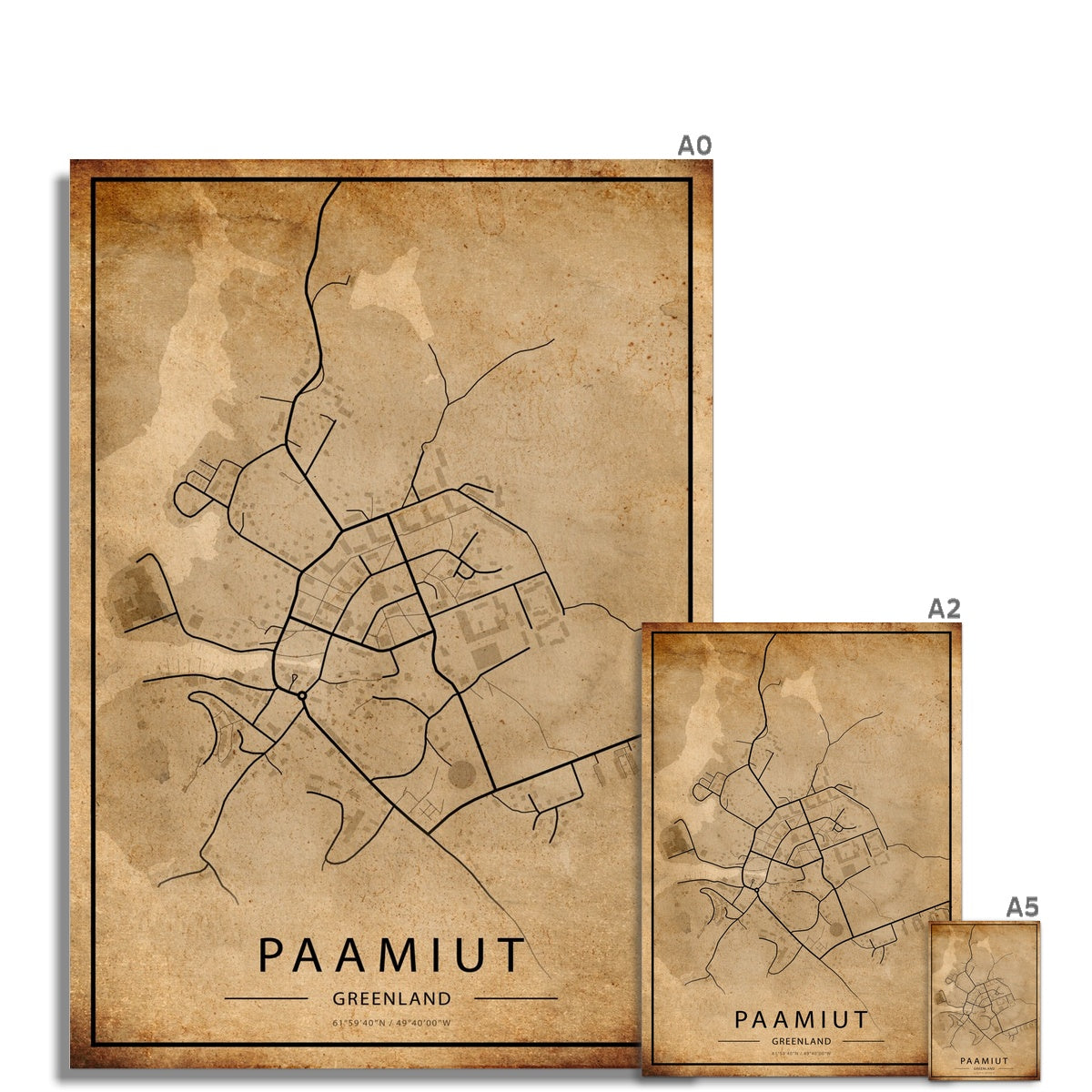 Paamiut Map Poster - Inu-Art
