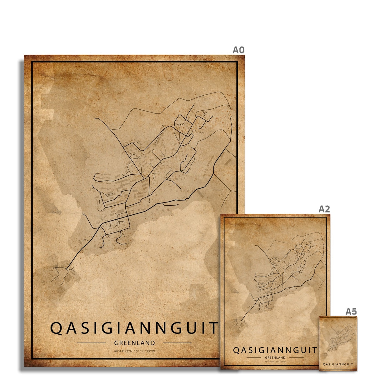Qasigiannguit Map Poster - Inu-Art