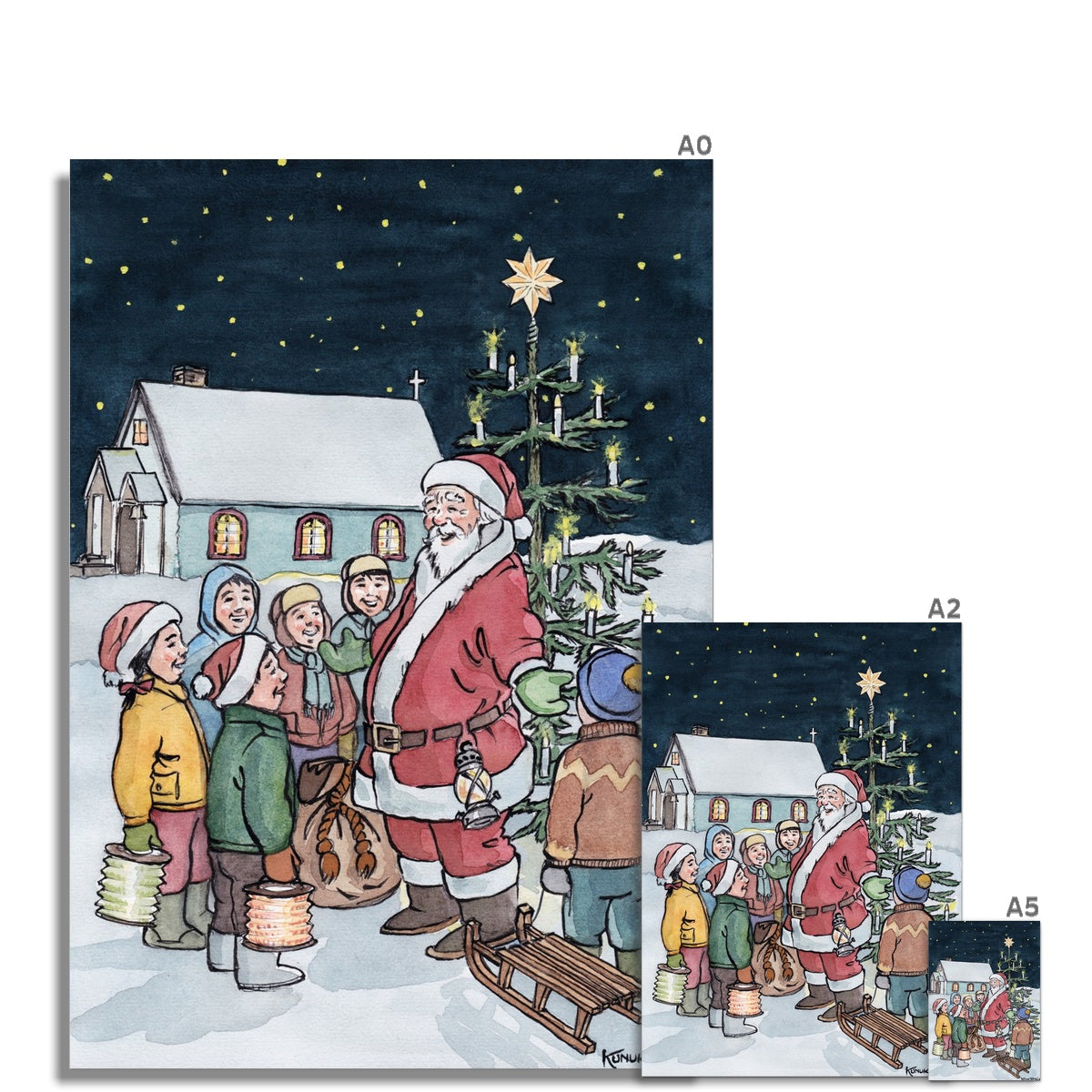 "Finally Santa Claus is here" Fine Art Print - Inu-Art