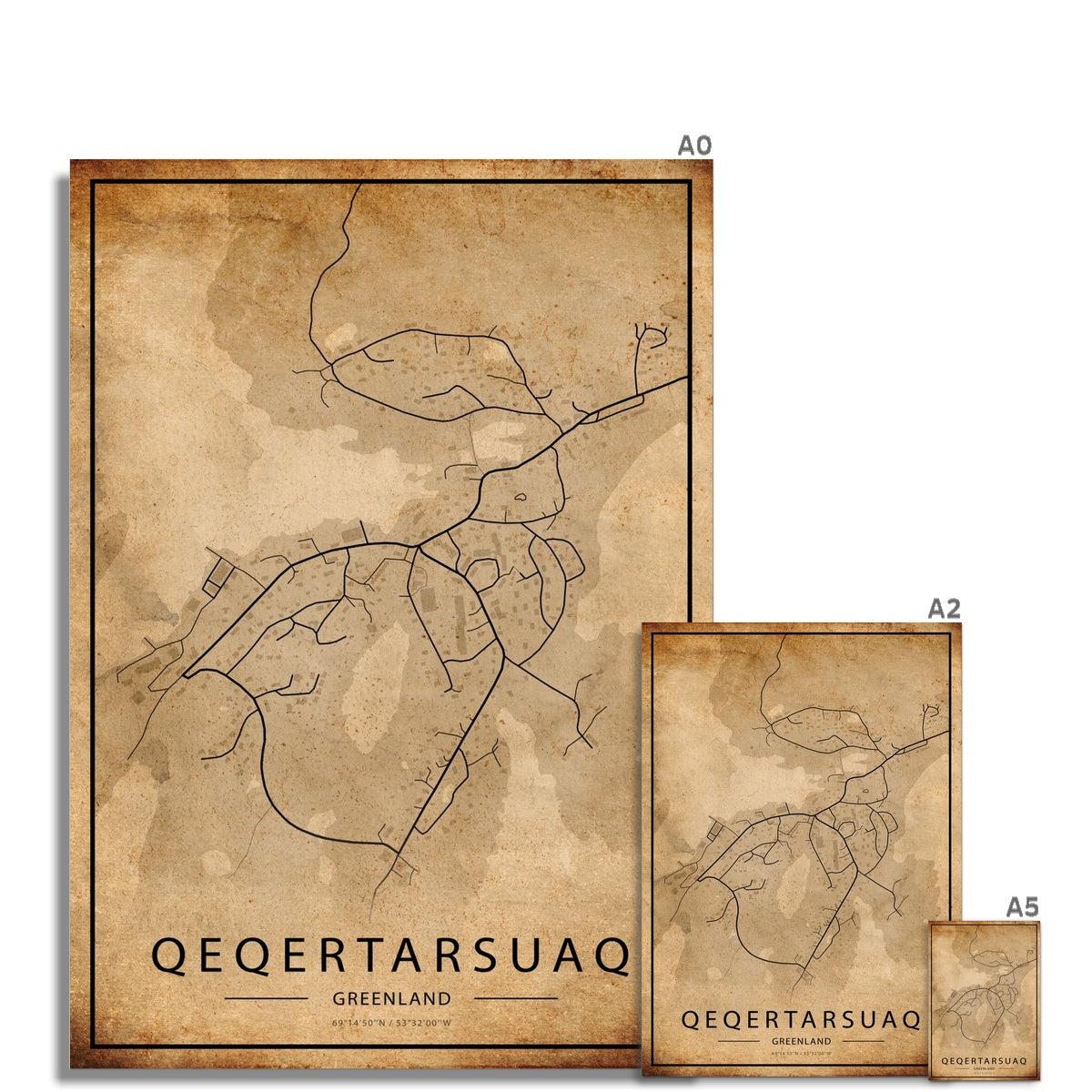 Qeqertarsuaq Map Poster - Inu-Art