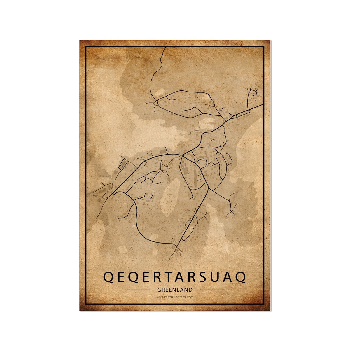 Qeqertarsuaq Map Poster - Inu-Art