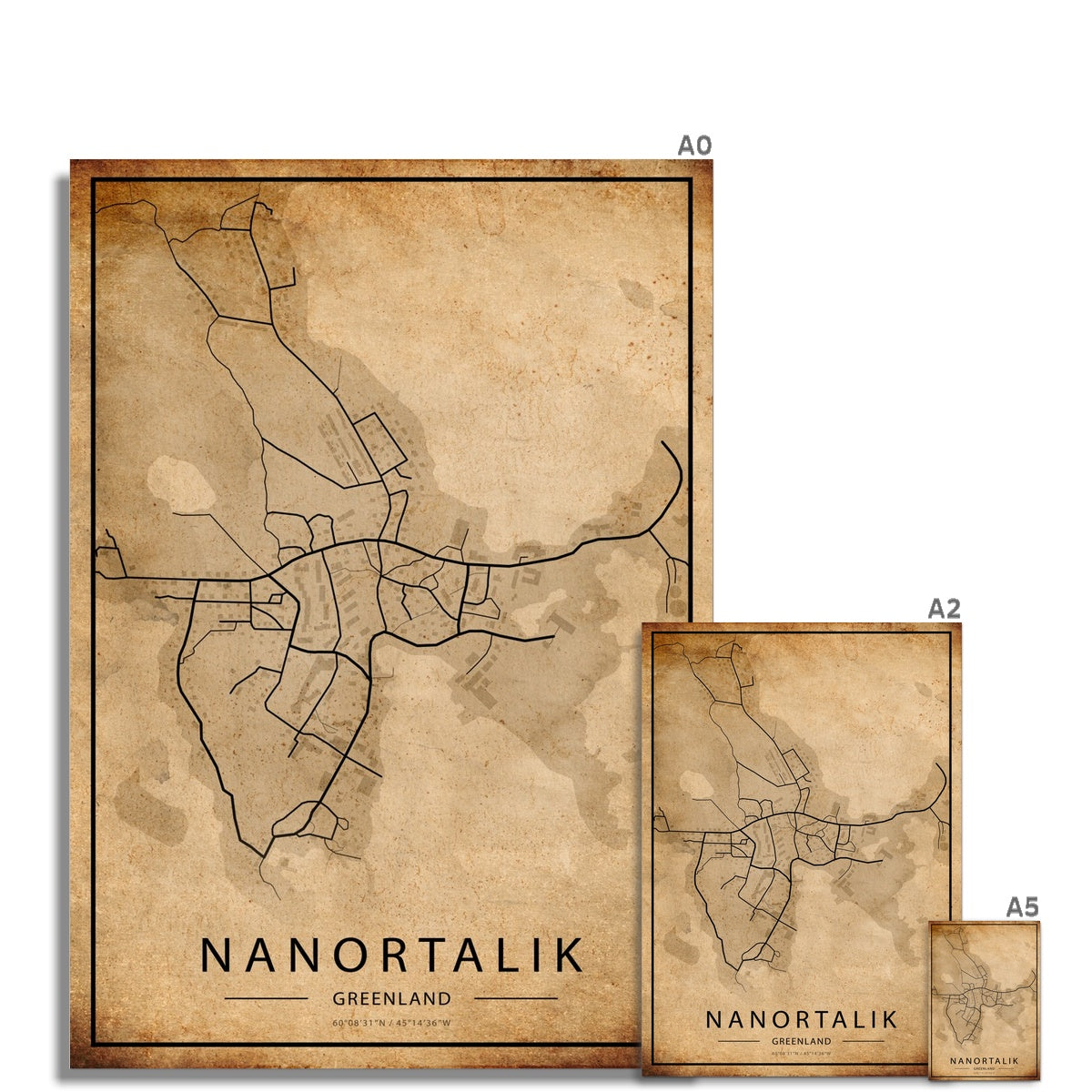 Nanortalik Map Poster - Inu-Art