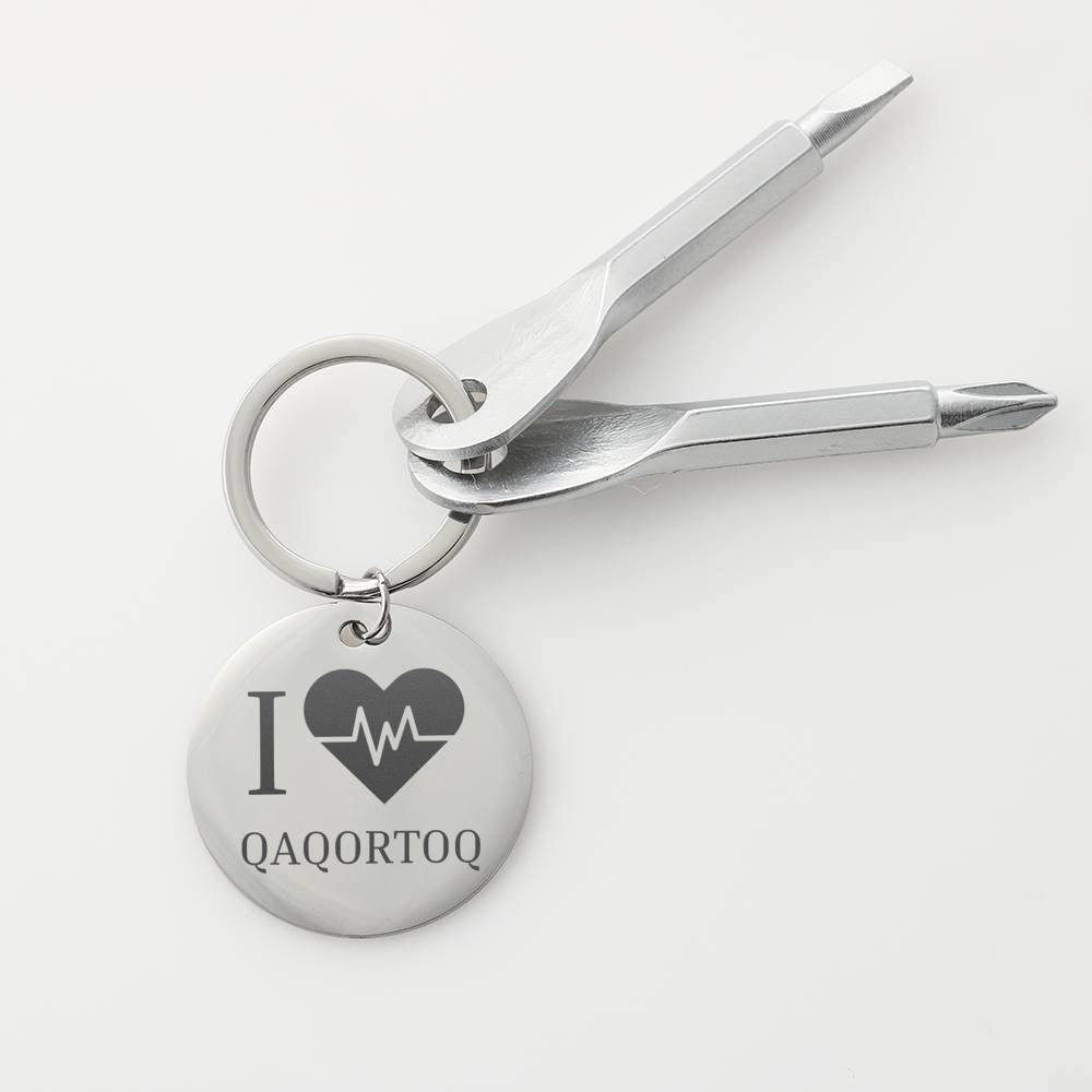 I <3 Qaqortoq Nøglering m/ skruetrækkere