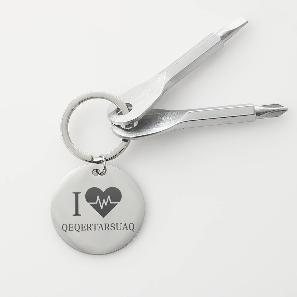 I <3 Qeqertarsuaq Nøglering m/ skruetrækkere