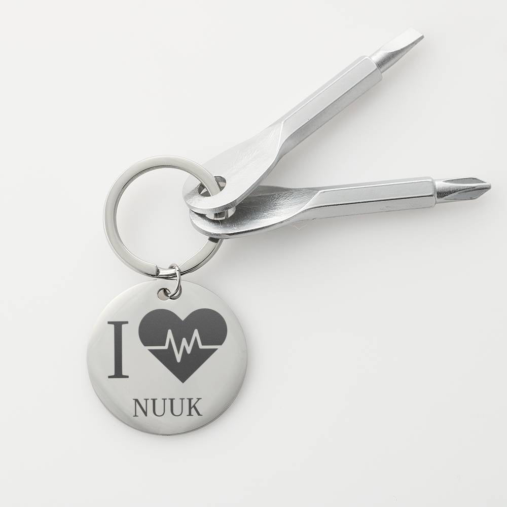 I <3 Nuuk Nøglering m/ skruetrækkere