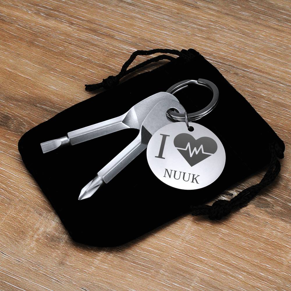 I <3 Nuuk Nøglering m/ skruetrækkere