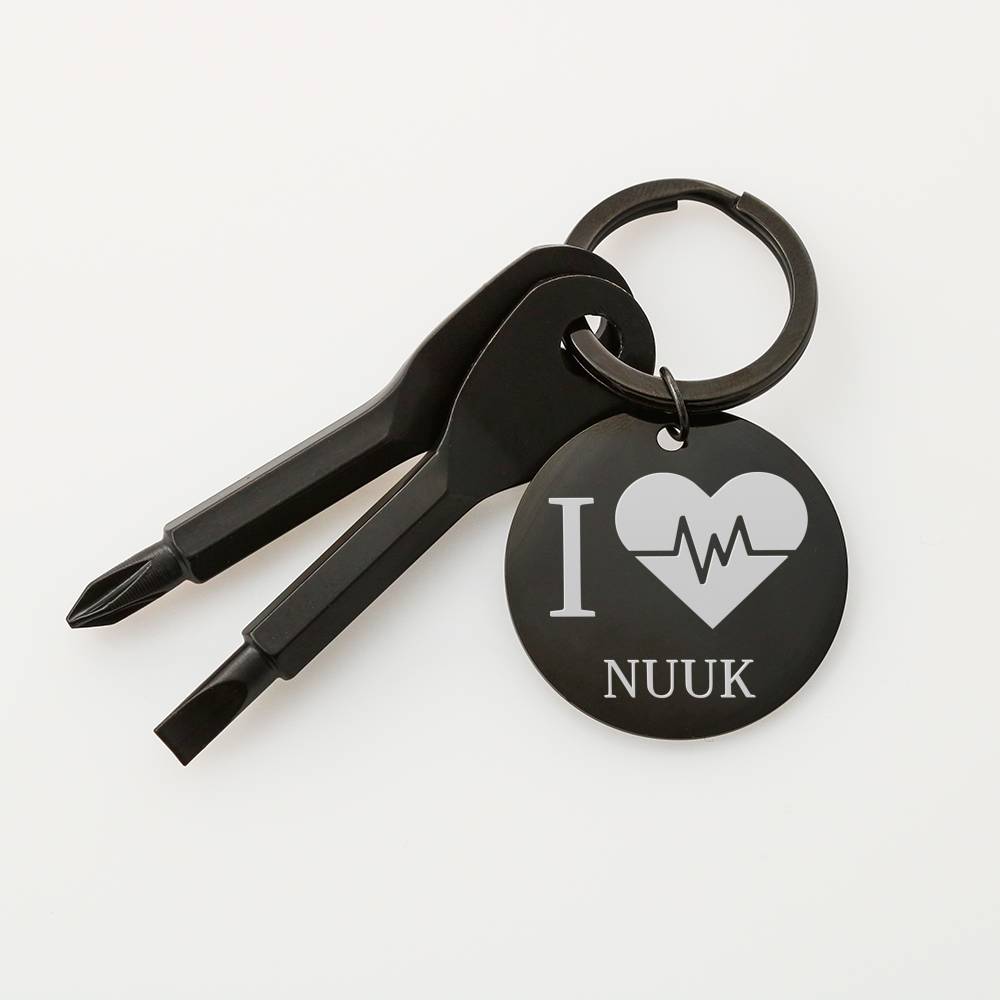 I <3 Nuuk Nøglering m/ skruetrækkere