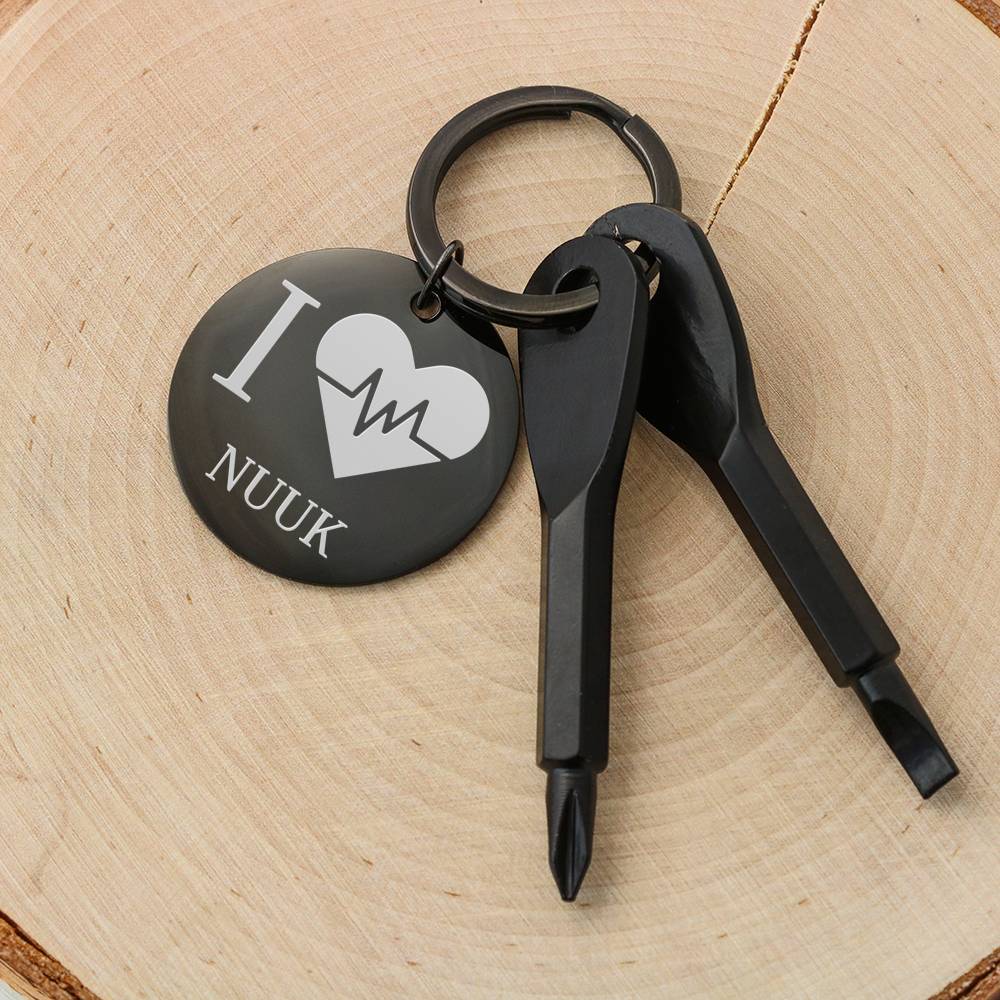I <3 Nuuk Nøglering m/ skruetrækkere