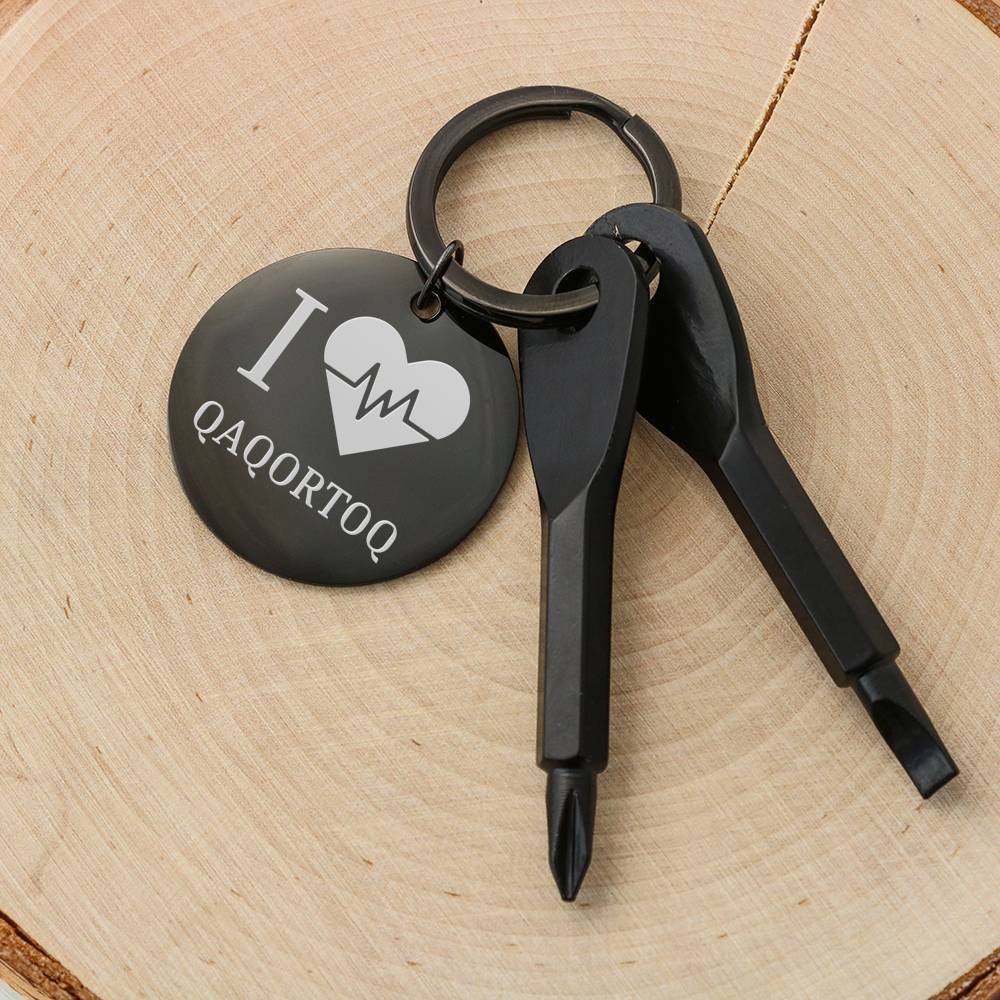 I <3 Qaqortoq Nøglering m/ skruetrækkere