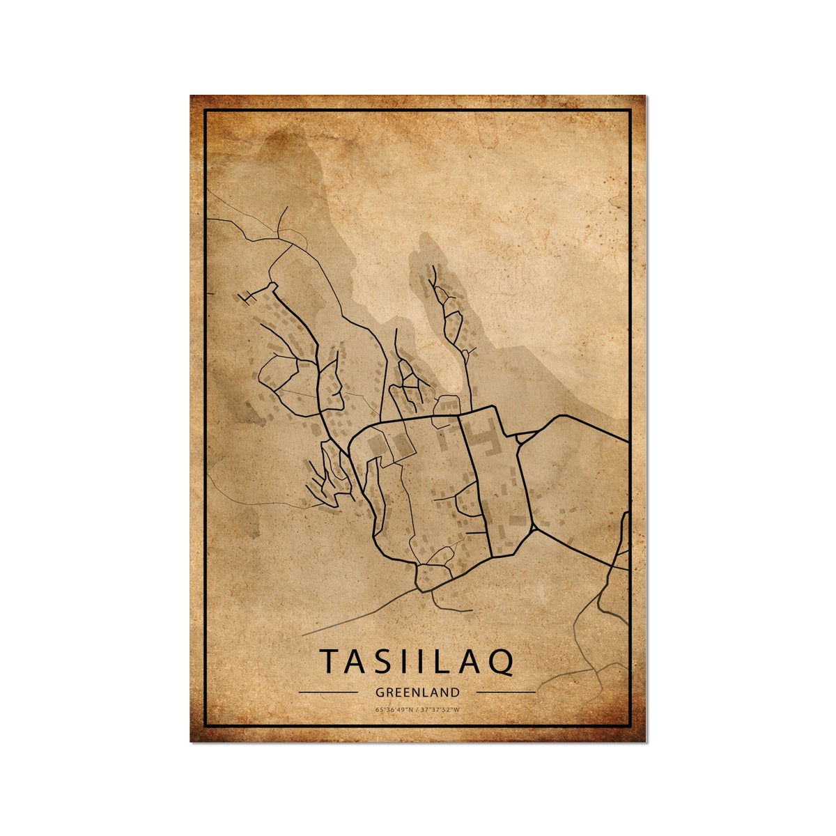 Tasiilaq Map Poster - Inu-Art
