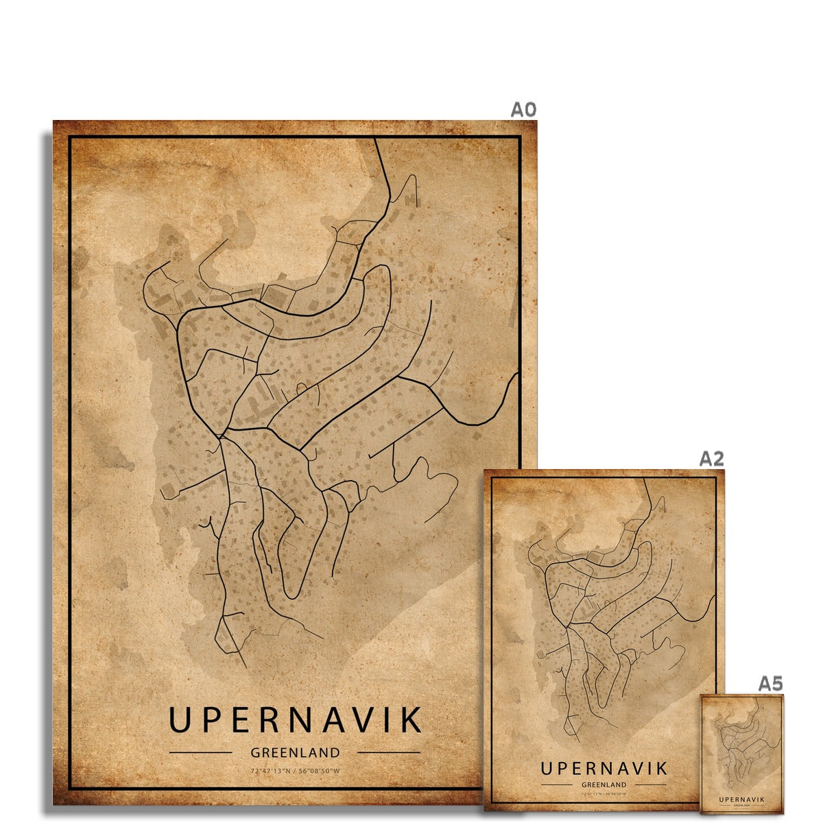 Upernavik Map Poster - Inu-Art