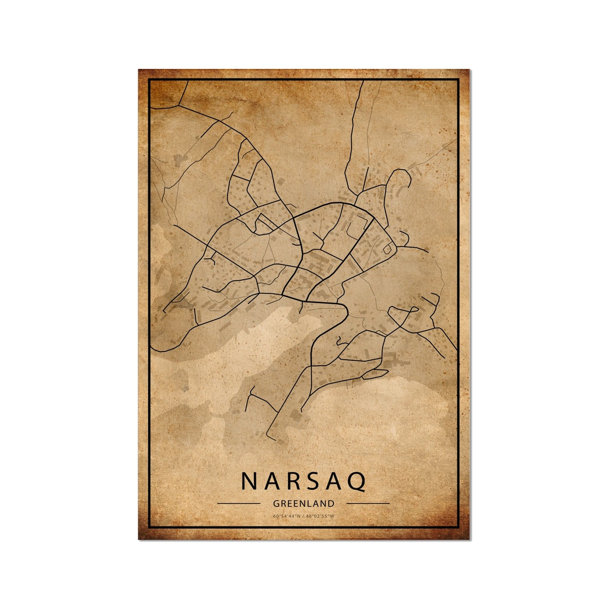 Narsaq Map Poster - Inu-Art