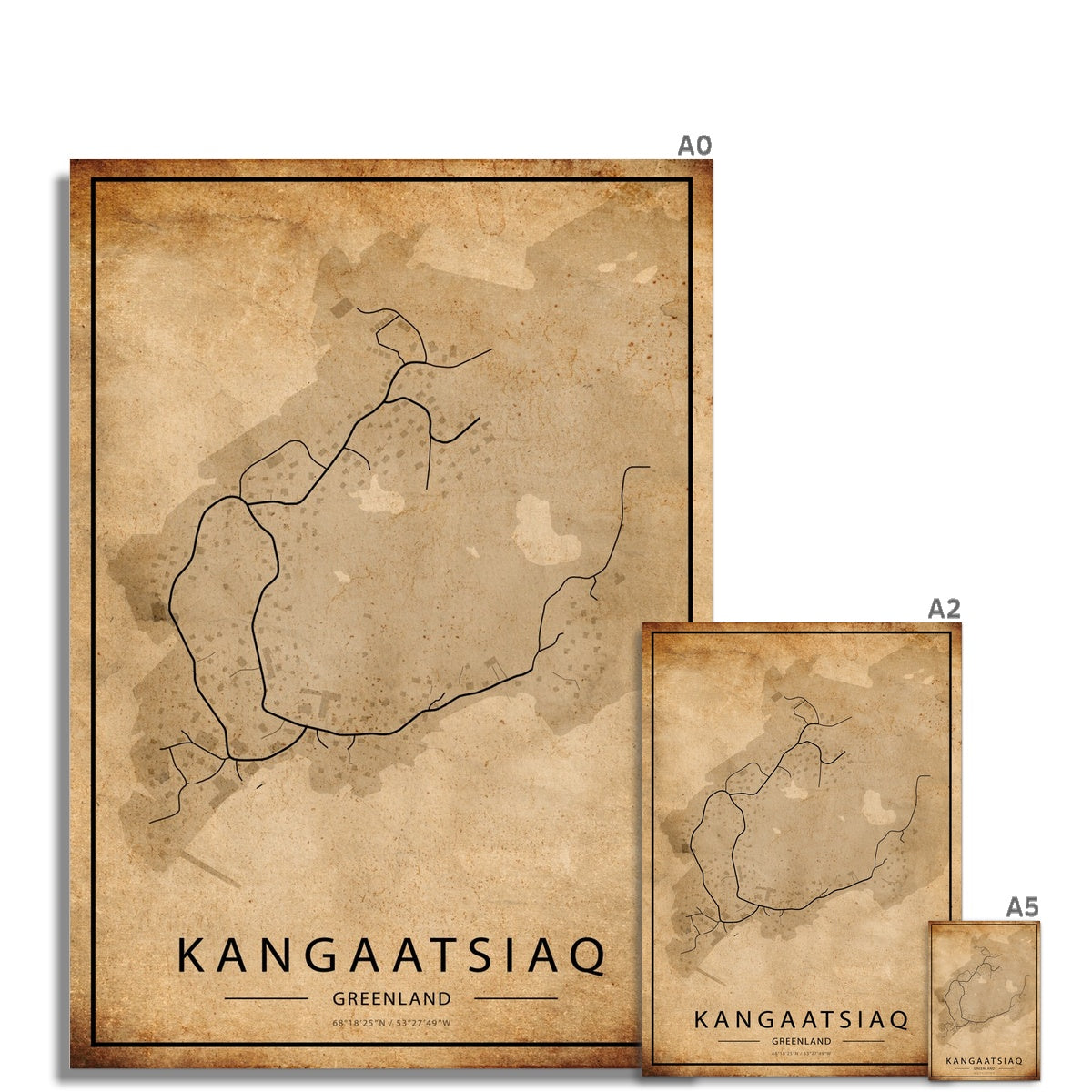Kangaatsiaq Map Poster - Inu-Art