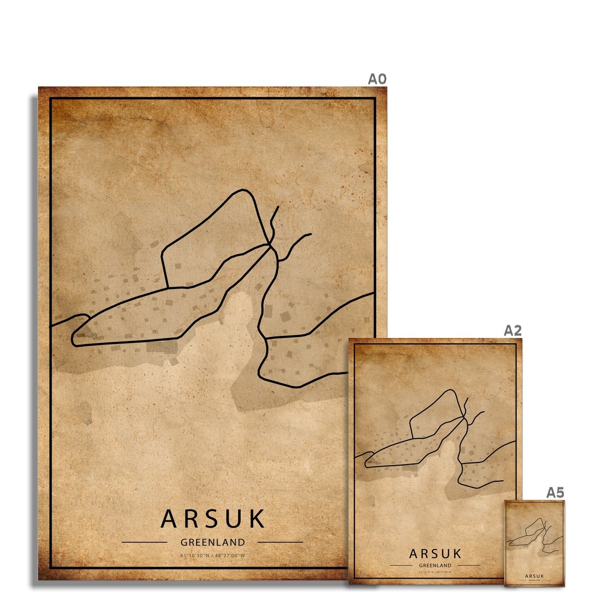 Arsuk Map Poster - Inu-Art