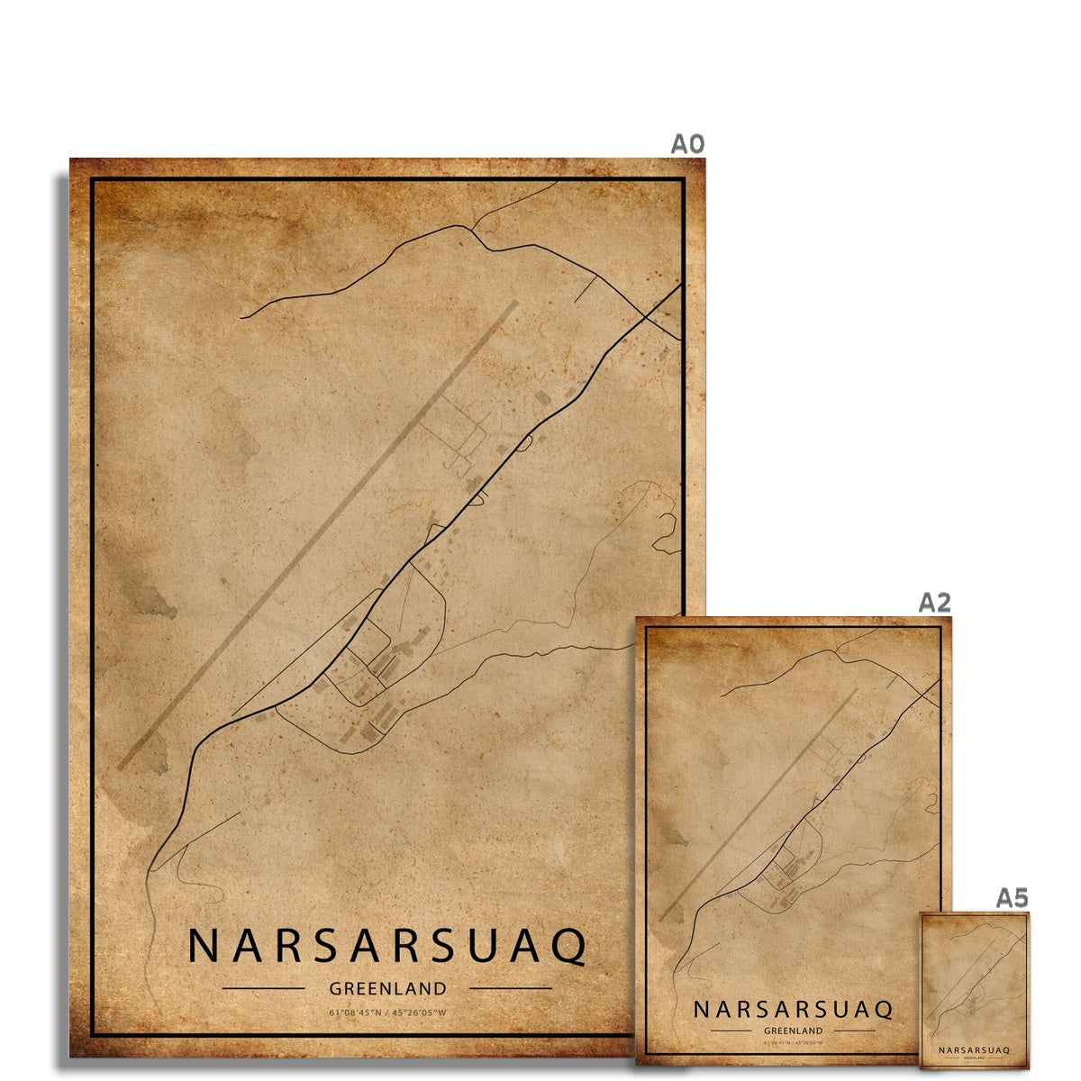 Narsarsuaq Map Fine Art Print - Inu-Art