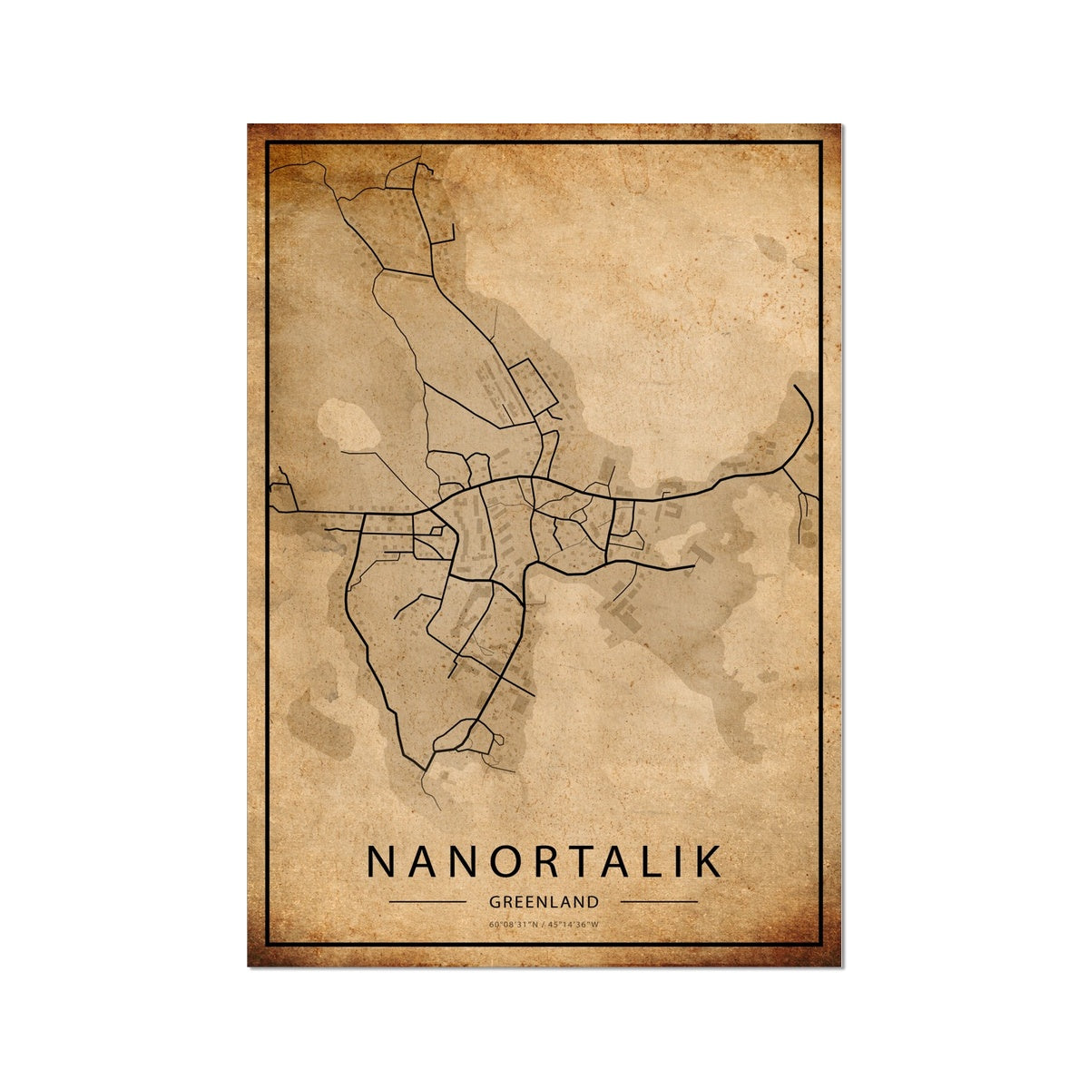 Nanortalik Map Poster - Inu-Art