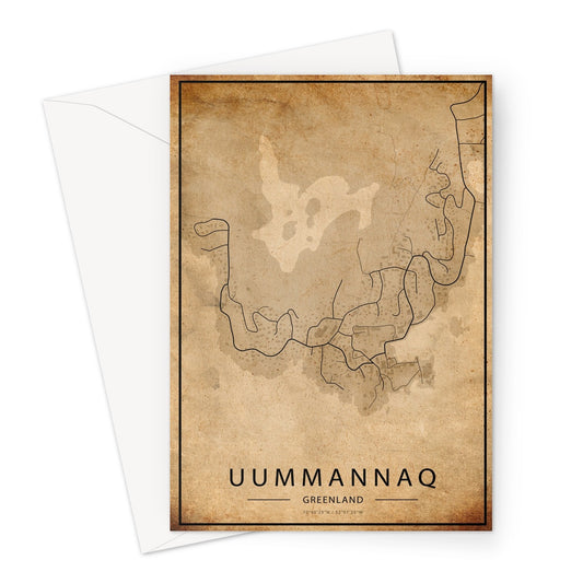 Uummannaq Map Greeting Card - Inu-Art