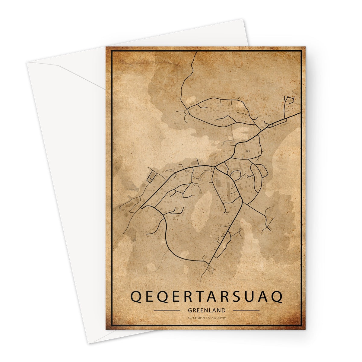 Qeqertarsuaq Map Greeting Card - Inu-Art