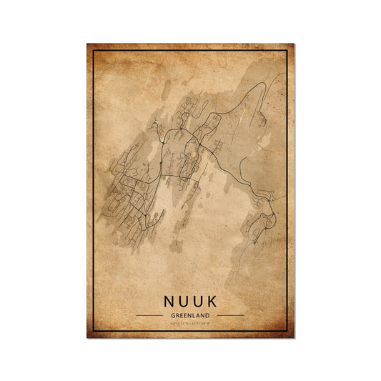 Nuuk Map Poster - Inu-Art