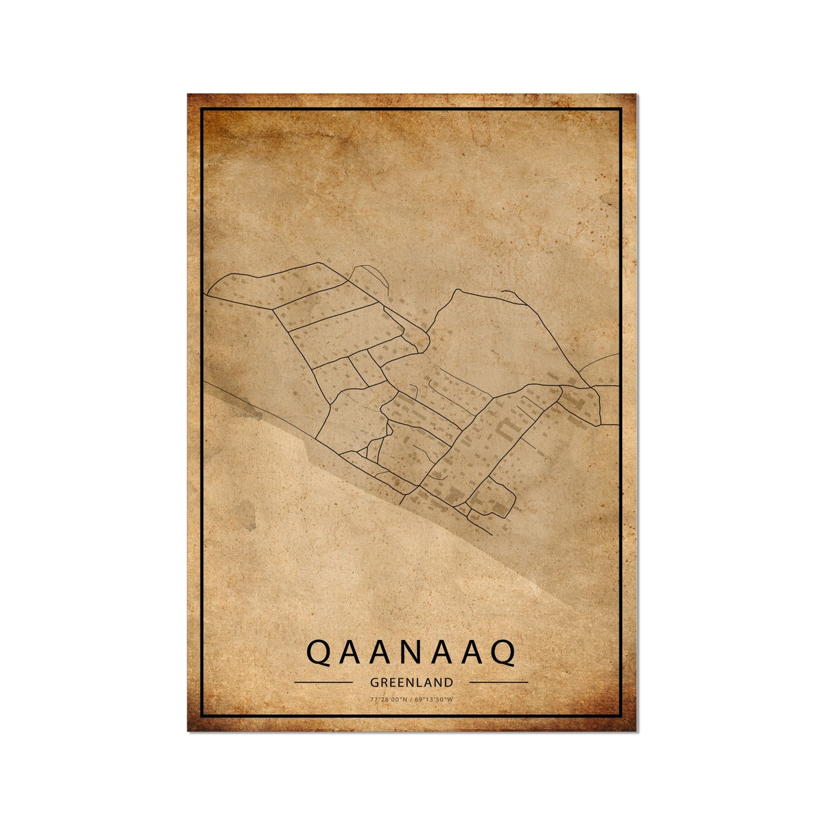 Qaanaaq Map Poster - Inu-Art