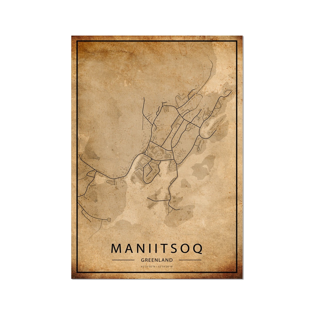 Maniitsoq Map Poster - Inu-Art