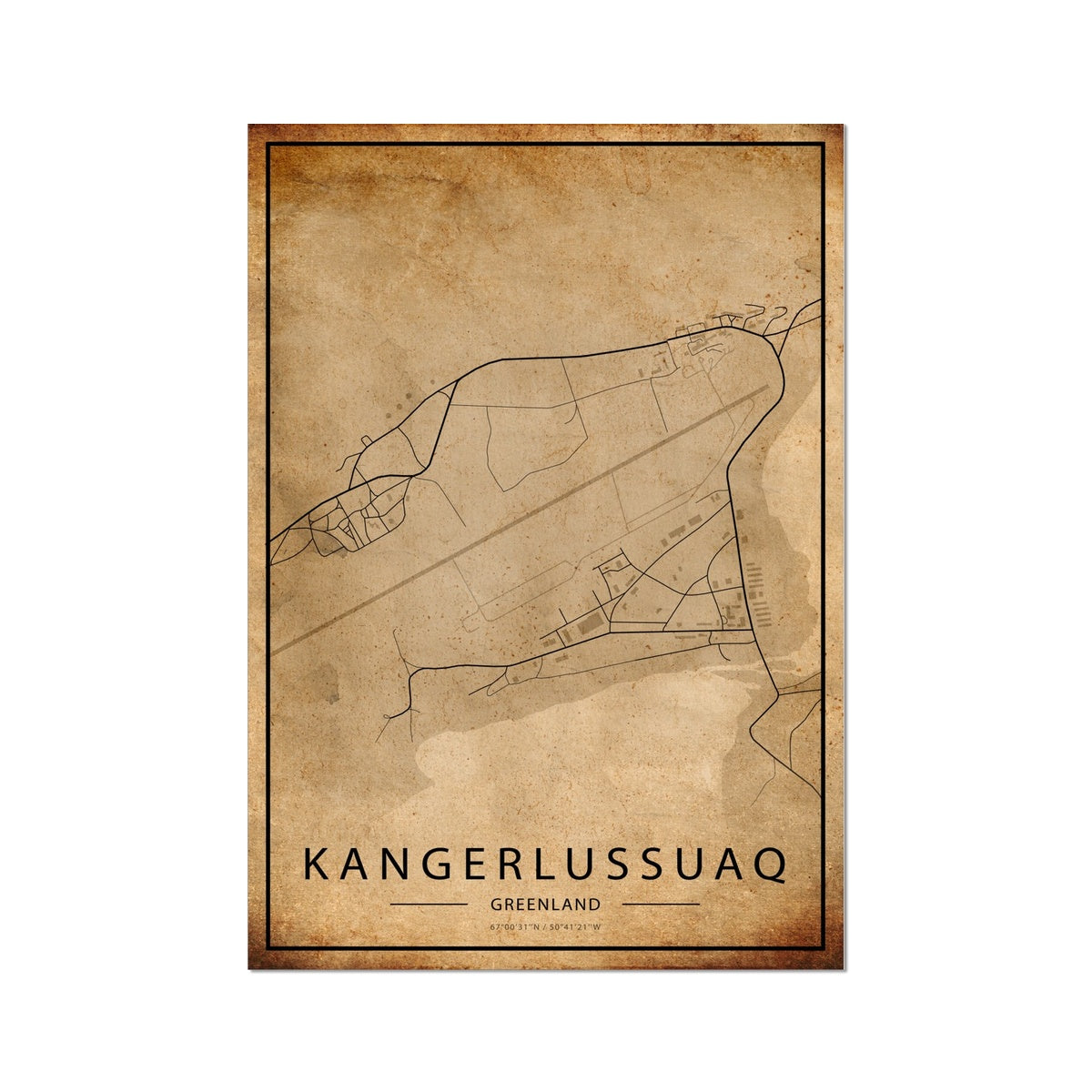 Kangerlussuaq Map Poster - Inu-Art