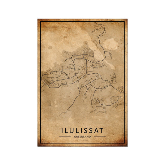 Ilulissat Map Poster - Inu-Art