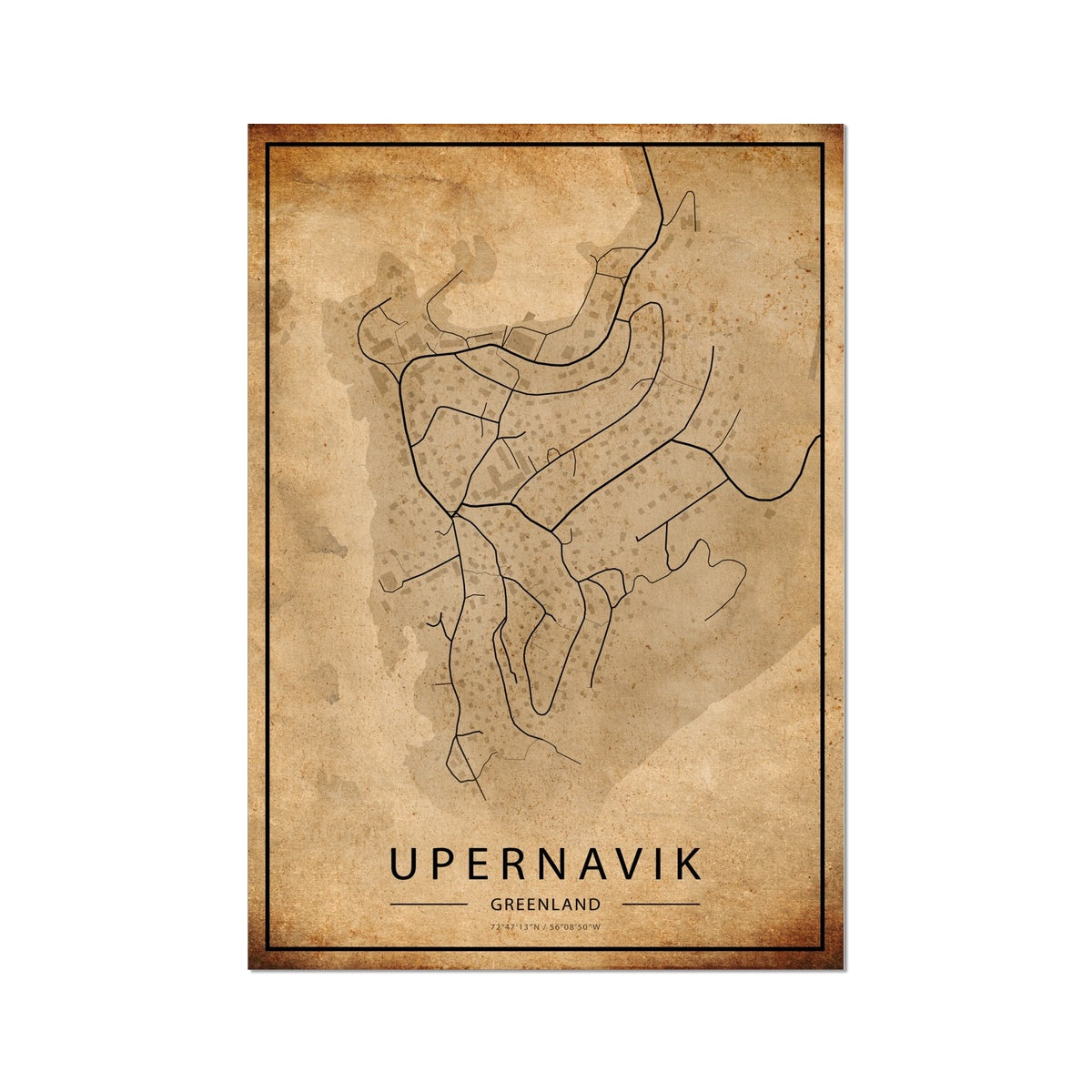Upernavik Map Poster - Inu-Art