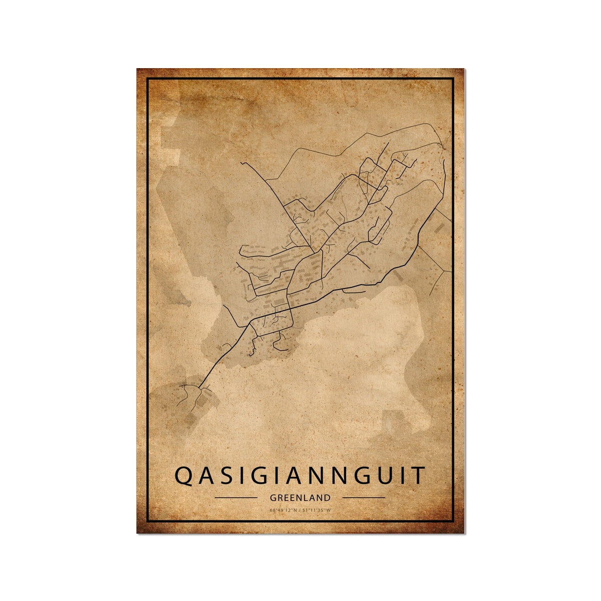 Qasigiannguit Map Poster - Inu-Art