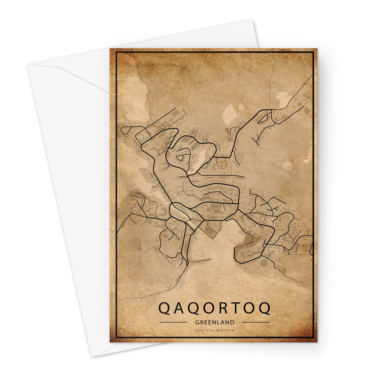 Qaqortoq Map Greeting Card - Inu-Art