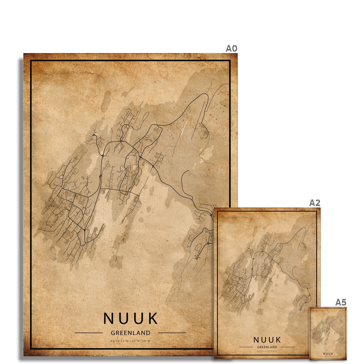 Nuuk Map Poster - Inu-Art