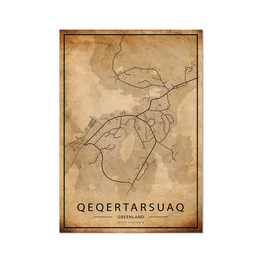 Qeqertarsuaq Map Poster - Inu-Art