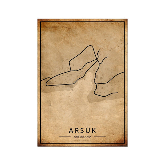 Arsuk Map Poster - Inu-Art