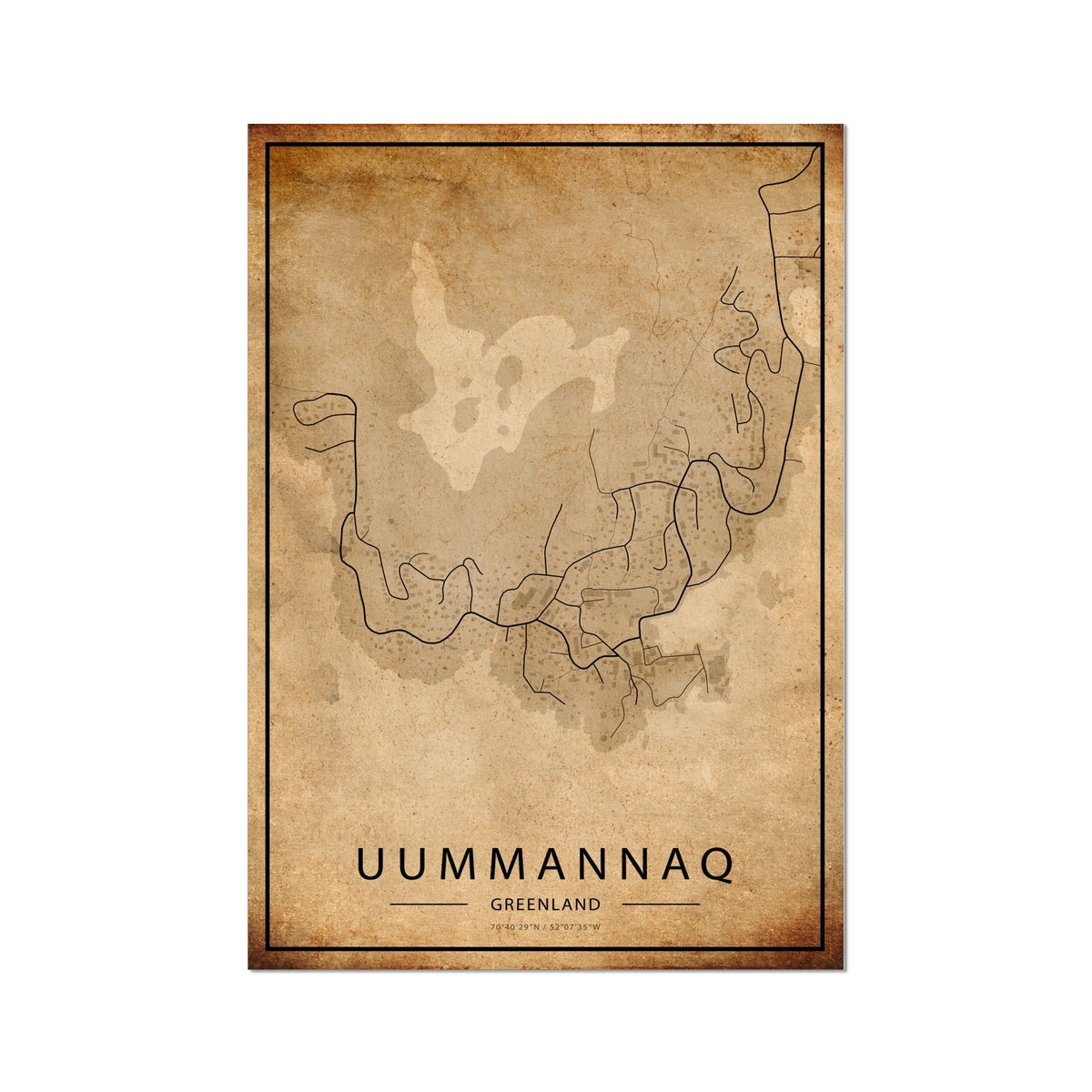 Uummannaq Map Poster - Inu-Art