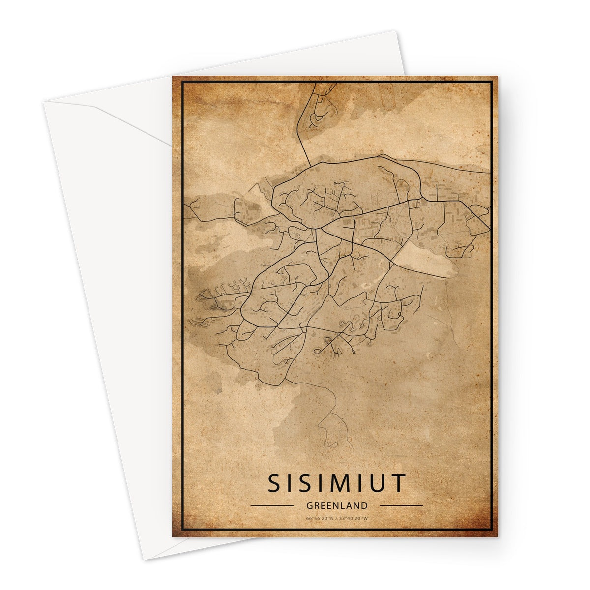 Sisimut Map Greeting Card - Inu-Art