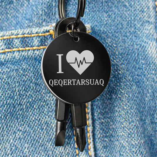 I <3 Qeqertarsuaq Nøglering m/ skruetrækkere