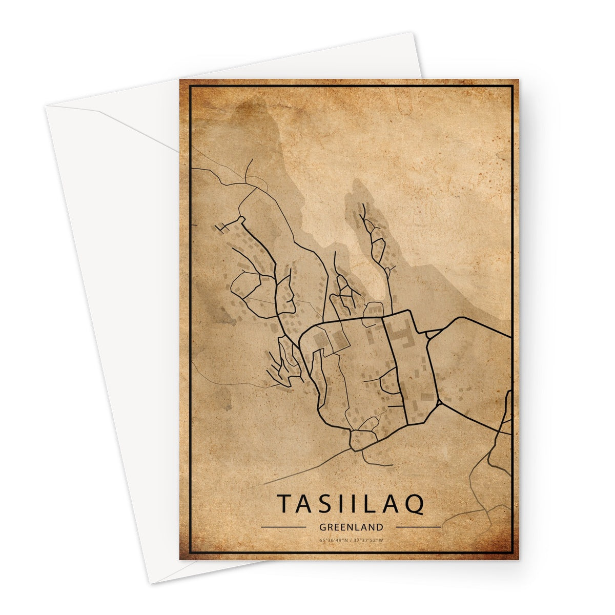 Tasiilaq Map Greeting Card - Inu-Art