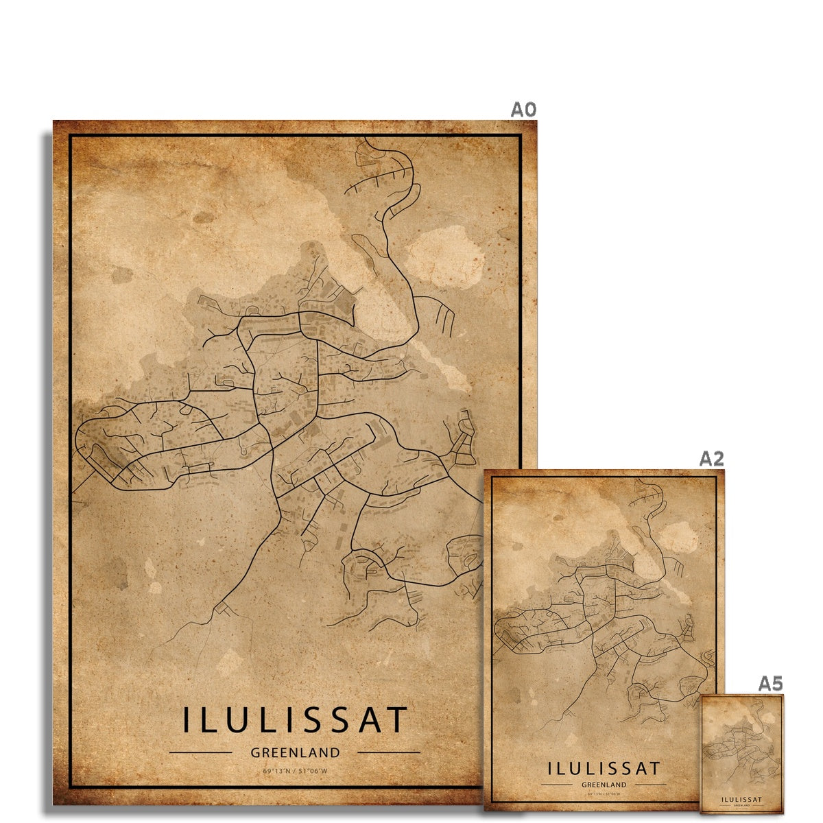 Ilulissat Map Poster - Inu-Art