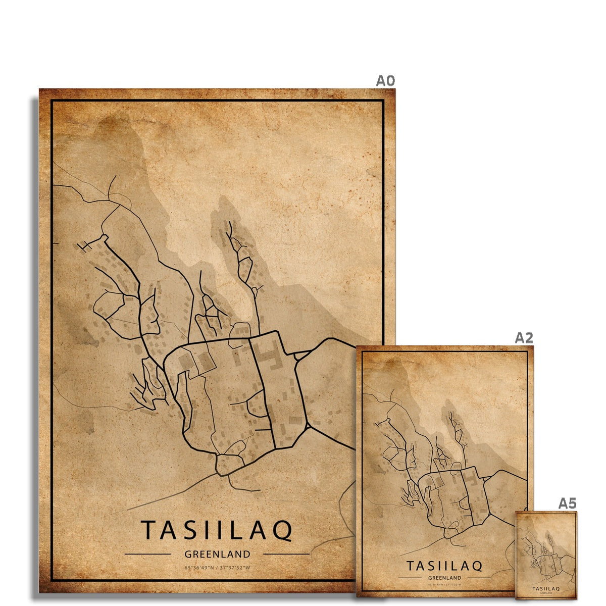 Tasiilaq Map Poster - Inu-Art