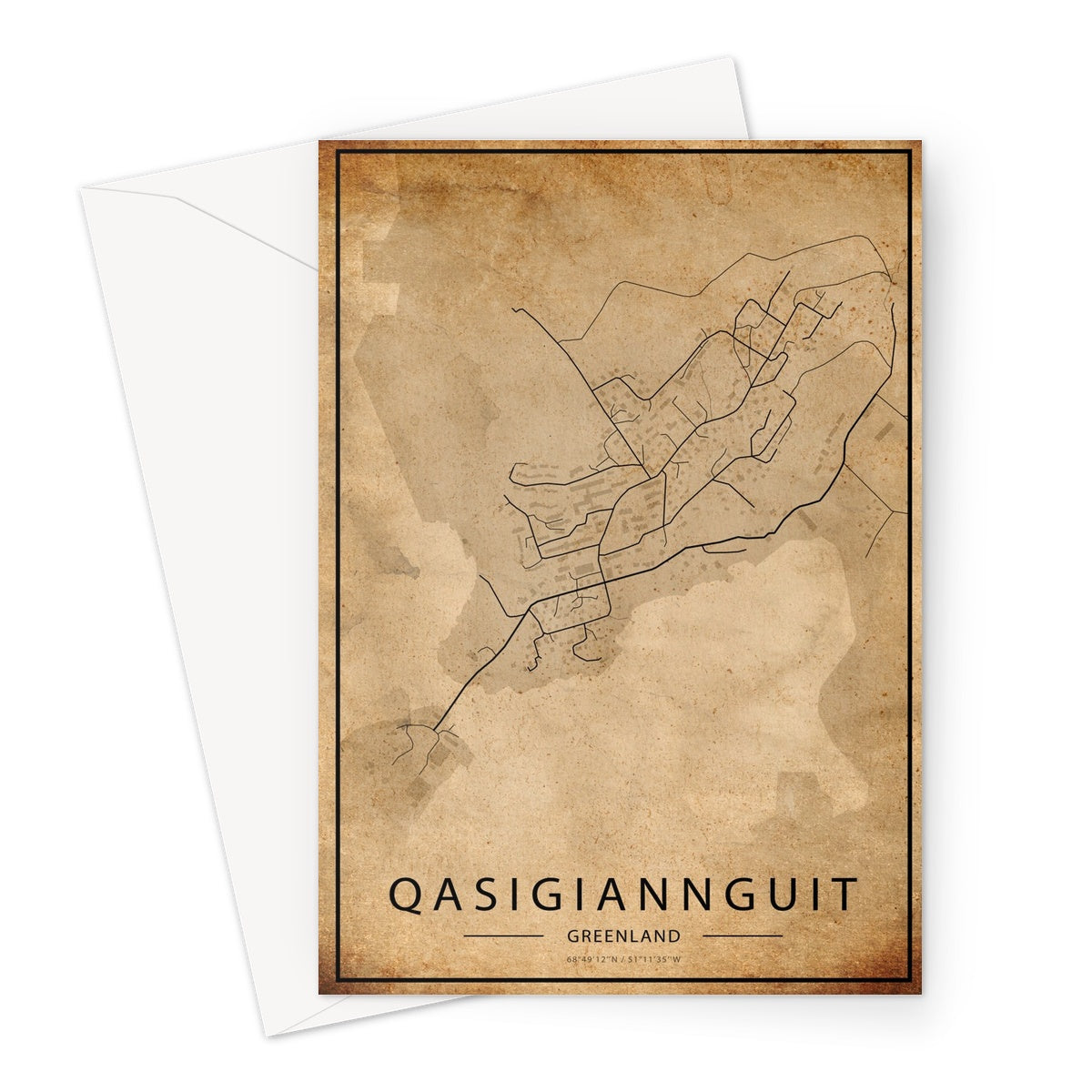 Qasigiannguit Map Greeting Card - Inu-Art