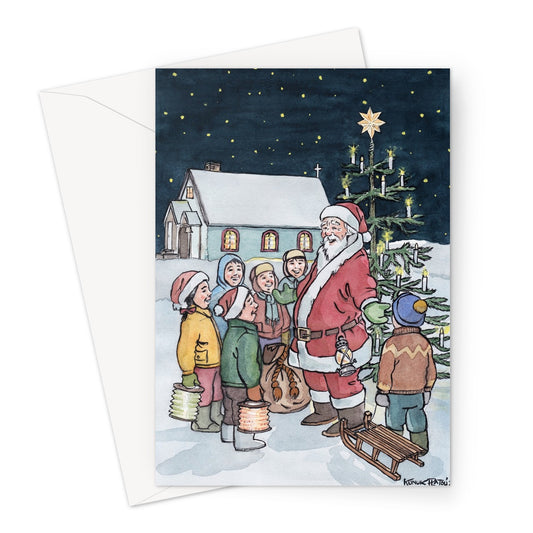 "Finally Santa Claus is here" Greeting Card - Inu-Art
