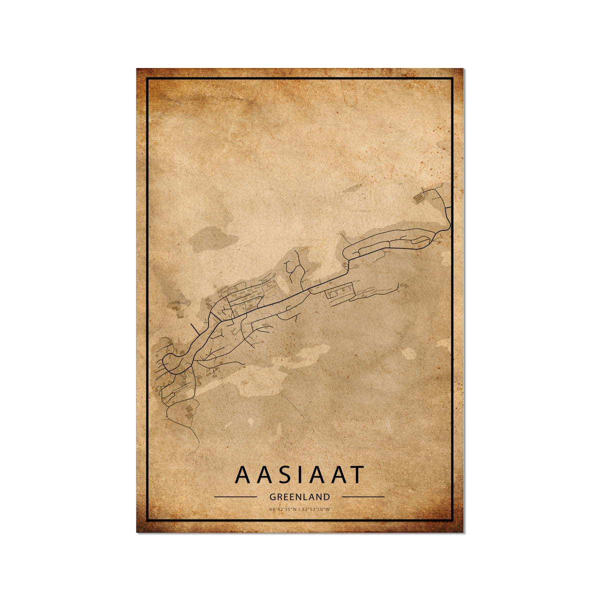 Aasiaat Map Poster - Inu-Art