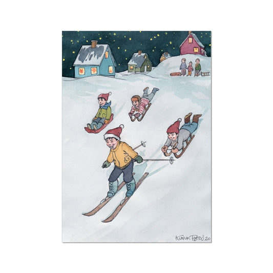 "Christmas happiness in the Village" Fine Art Poster - Inu-Art