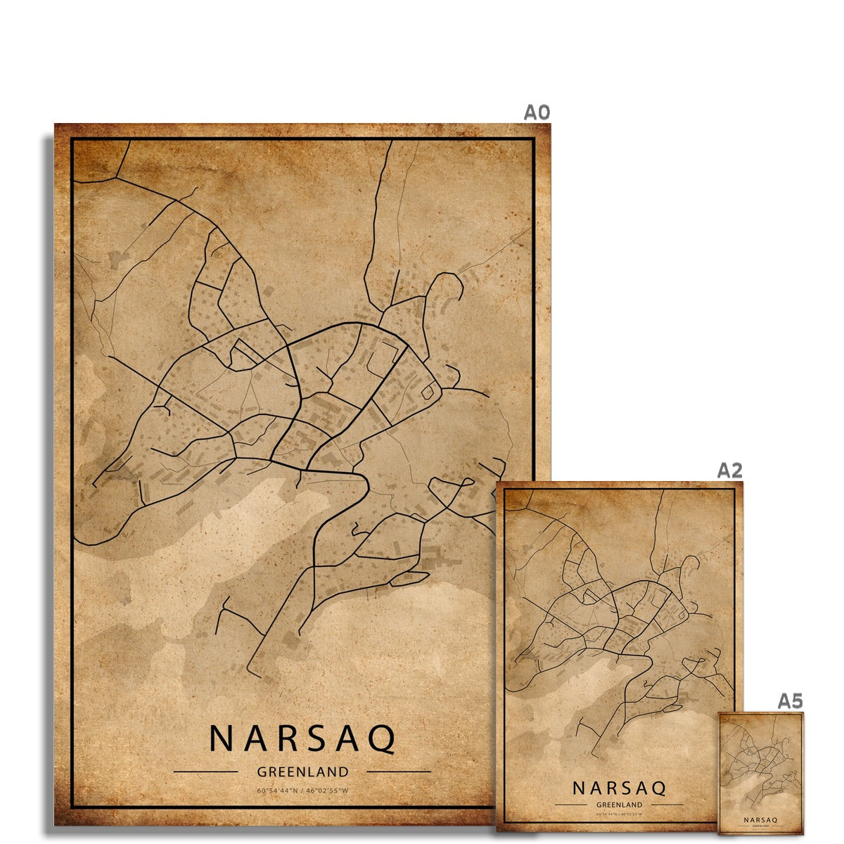 Narsaq Map Poster - Inu-Art