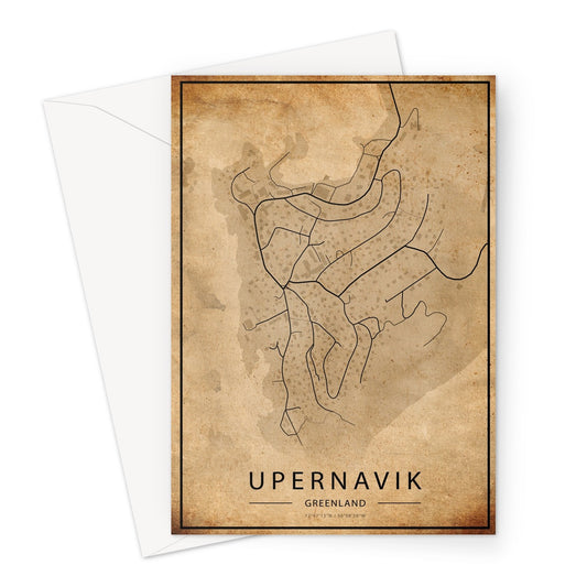 Upernavik Map Greeting Card - Inu-Art