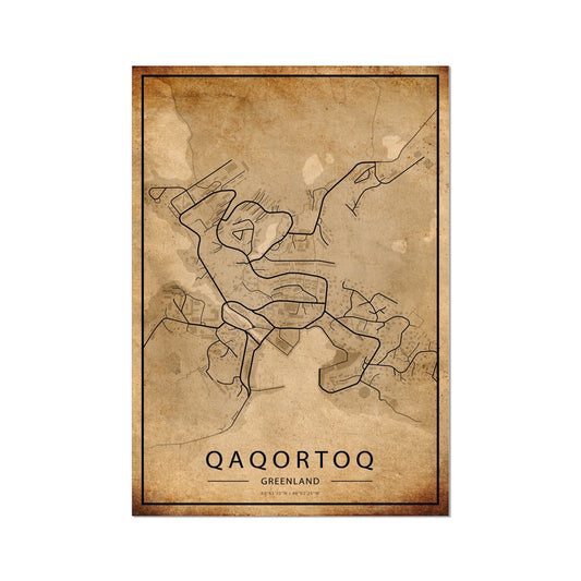 Qaqortoq Map Poster - Inu-Art