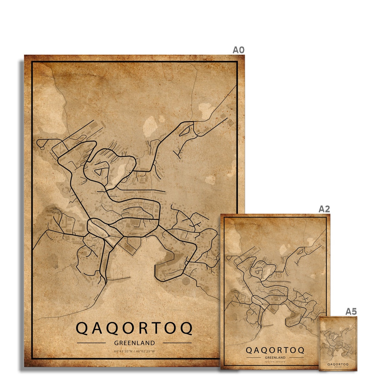 Qaqortoq Map Poster - Inu-Art
